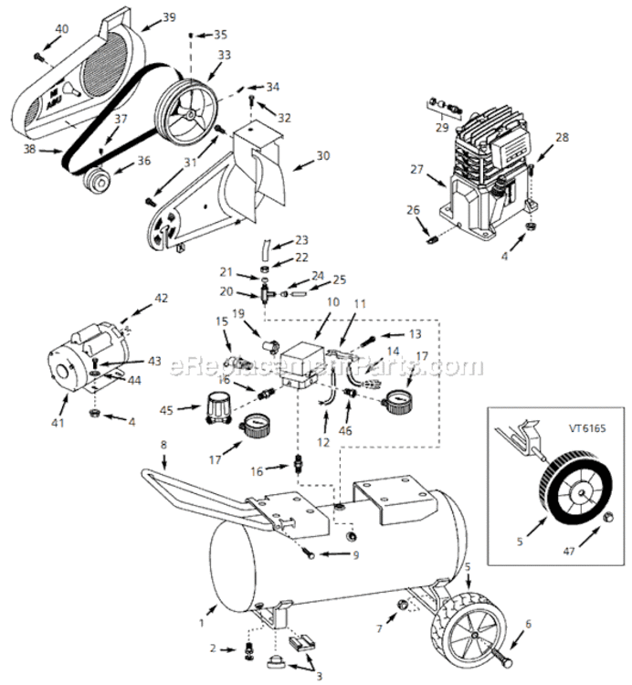 Page A Diagram and Parts List for VT627102 1999 Campbell Hausfeld Compressor